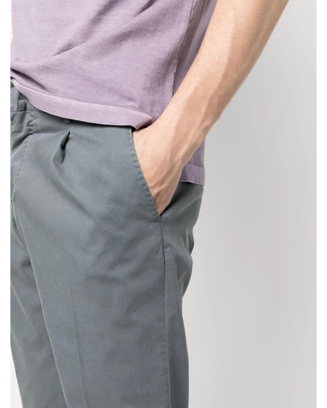 PT Torino Gray Cotton-Lyocell Blend Chino Pants for men
