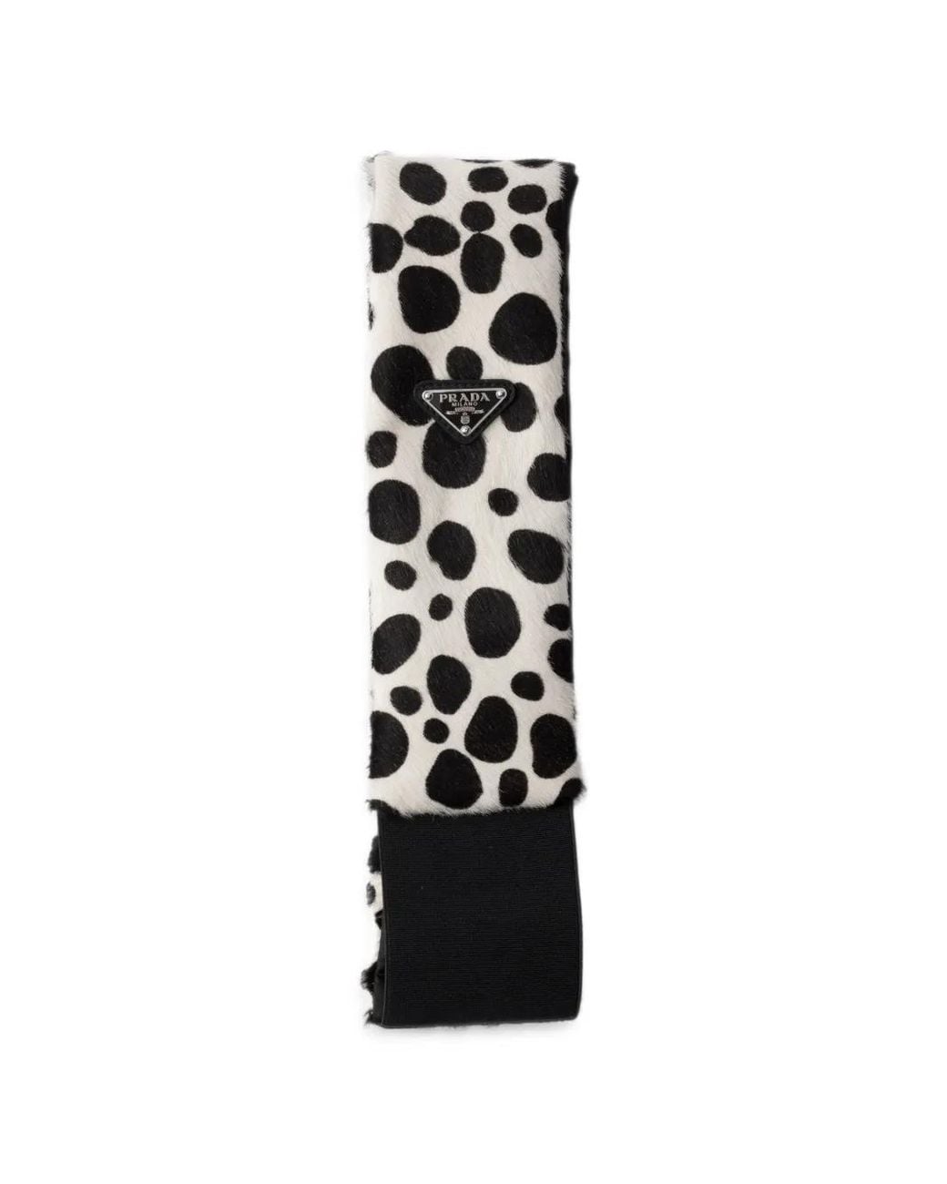 Prada White Printed Calf Hair Headband