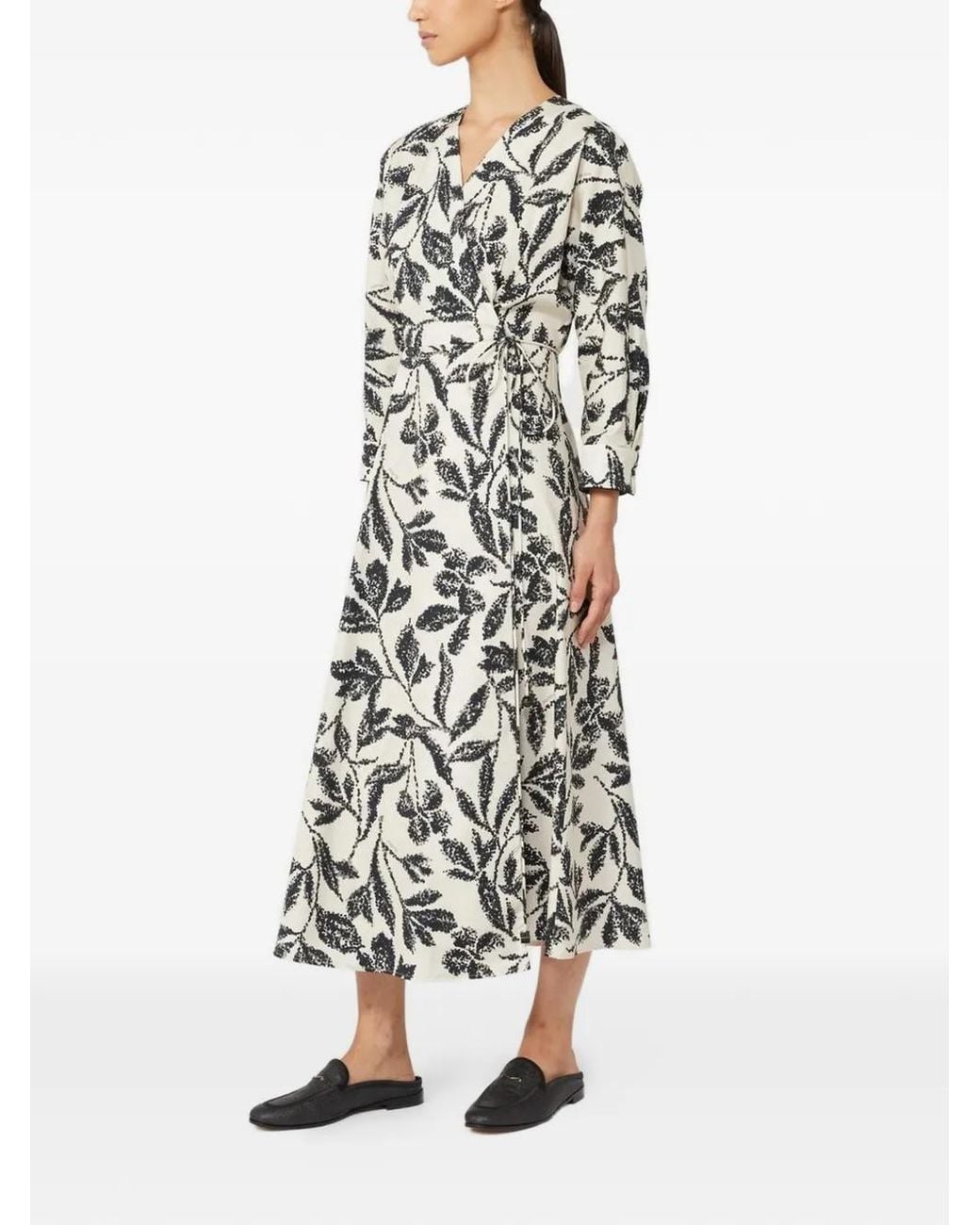 Max Mara White Floral-Print Midi Dress