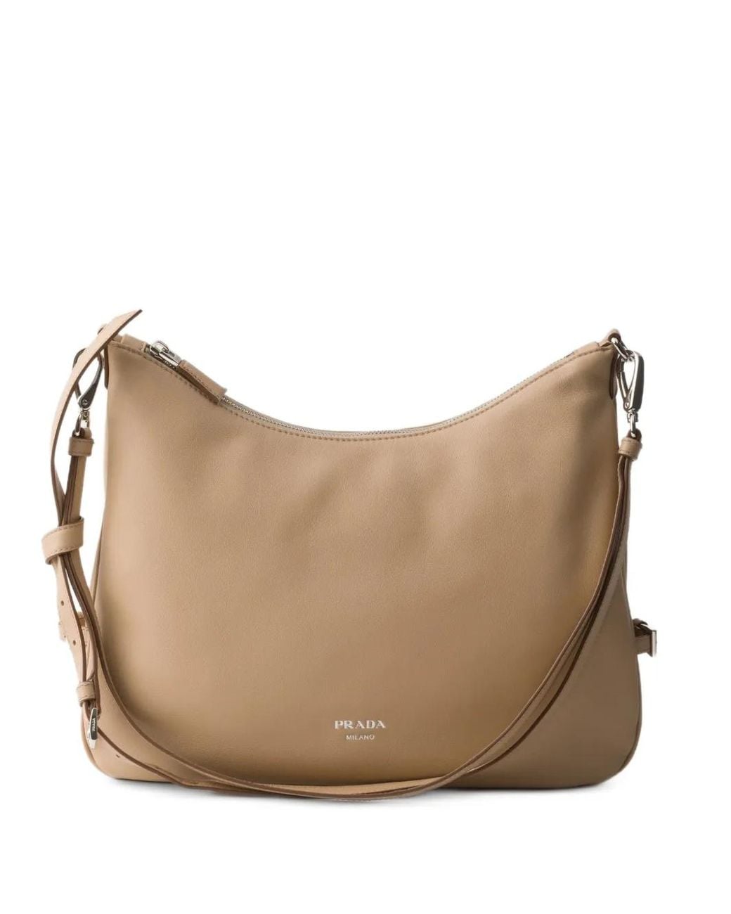 Prada Natural Fold Large Leather Shoulder Bag
