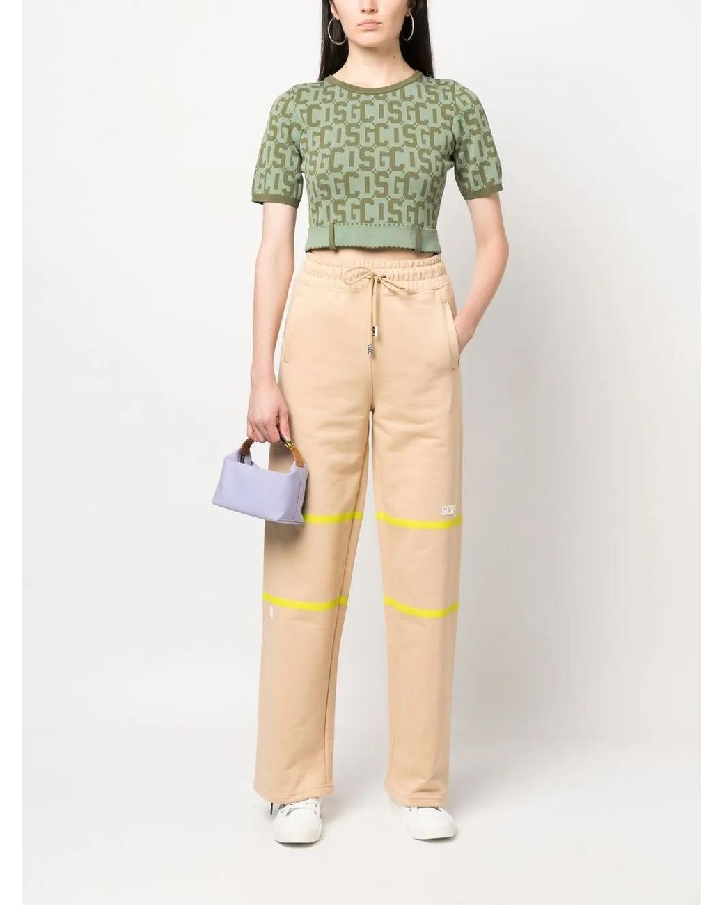 Gcds Green Matilda Monogram Cropped Top