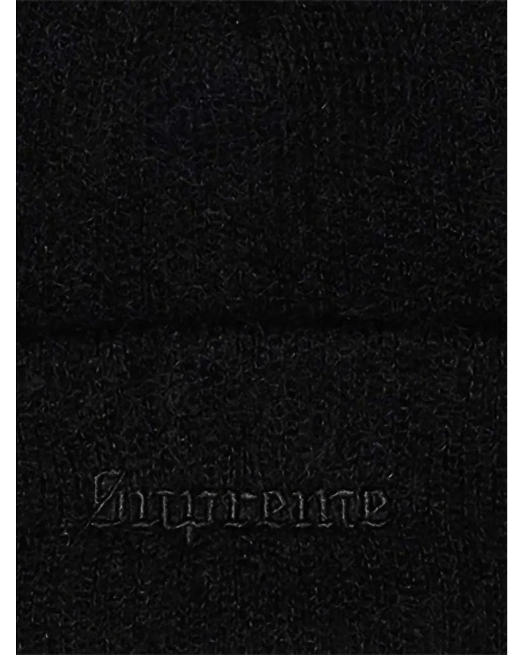 Supreme Black Logo-Embroidered Beanie Hat for men