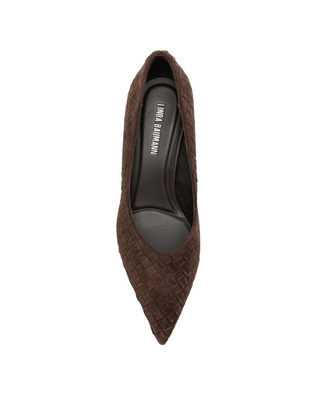 Linda Baumann Brown Woven Pointed-Toe Pumps