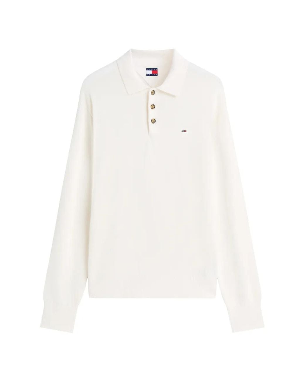 Tommy Hilfiger White Logo-Patch Long-Sleeve Polo Shirt for men