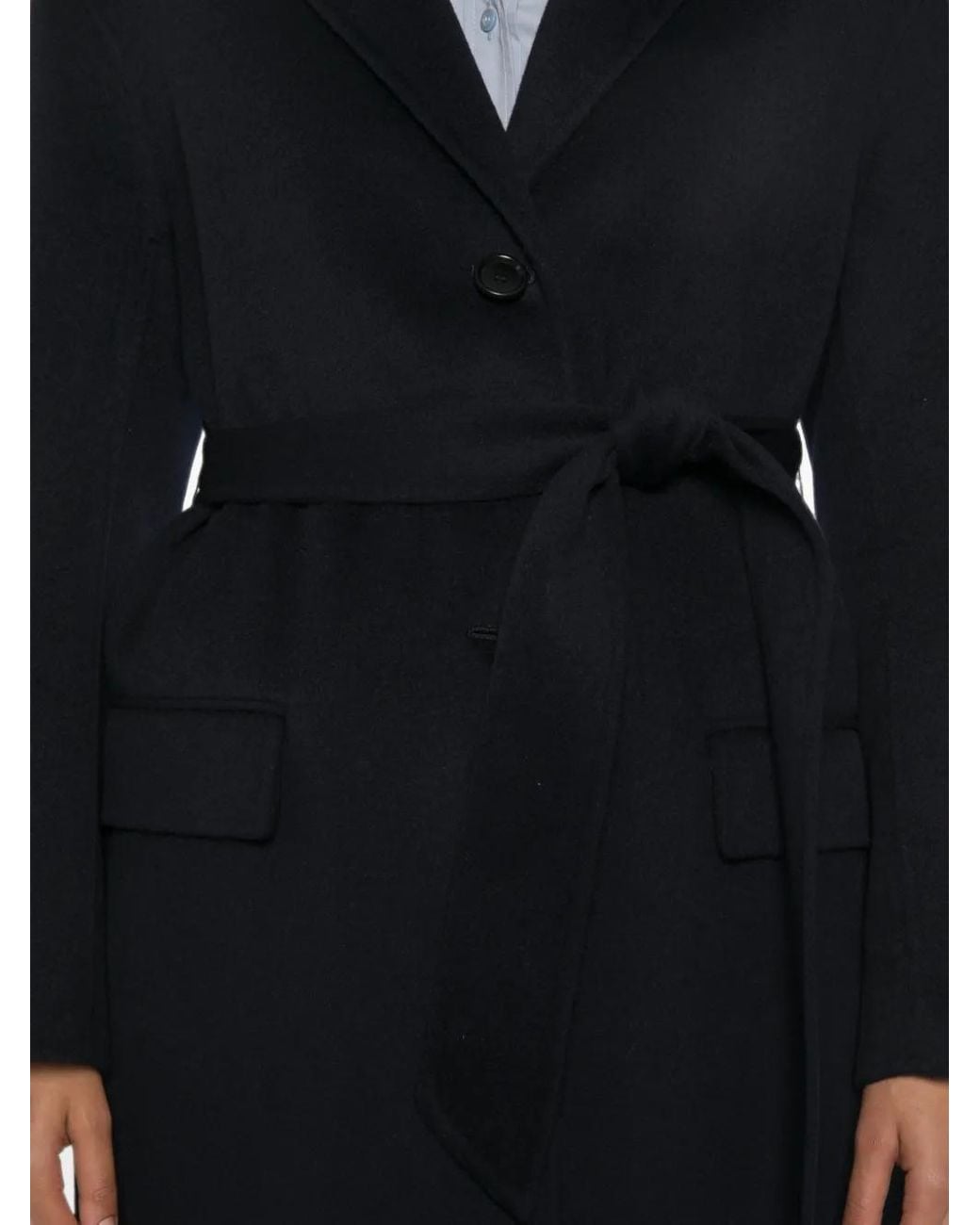 Aspesi Black Belted Notch-Lapel Coat
