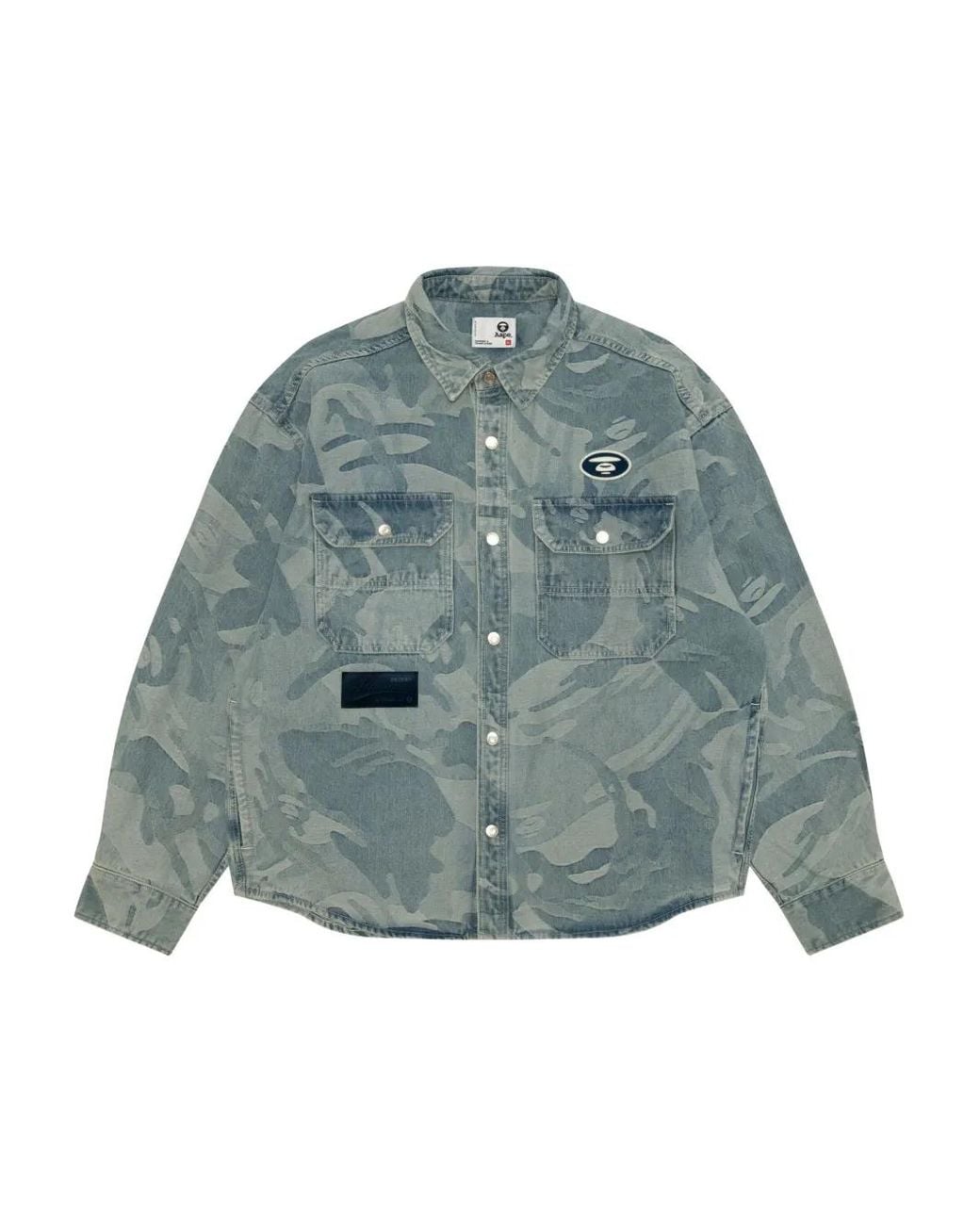Aape By A Bathing Ape Blue Moonface Camouflage Patch Shirt for men