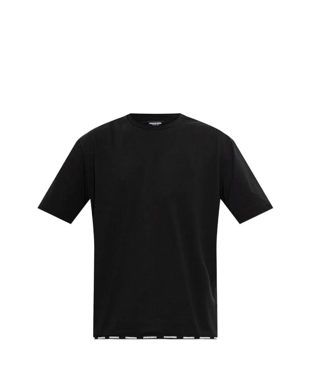 DSquared² Black T-Shirt À Bande Logo for men