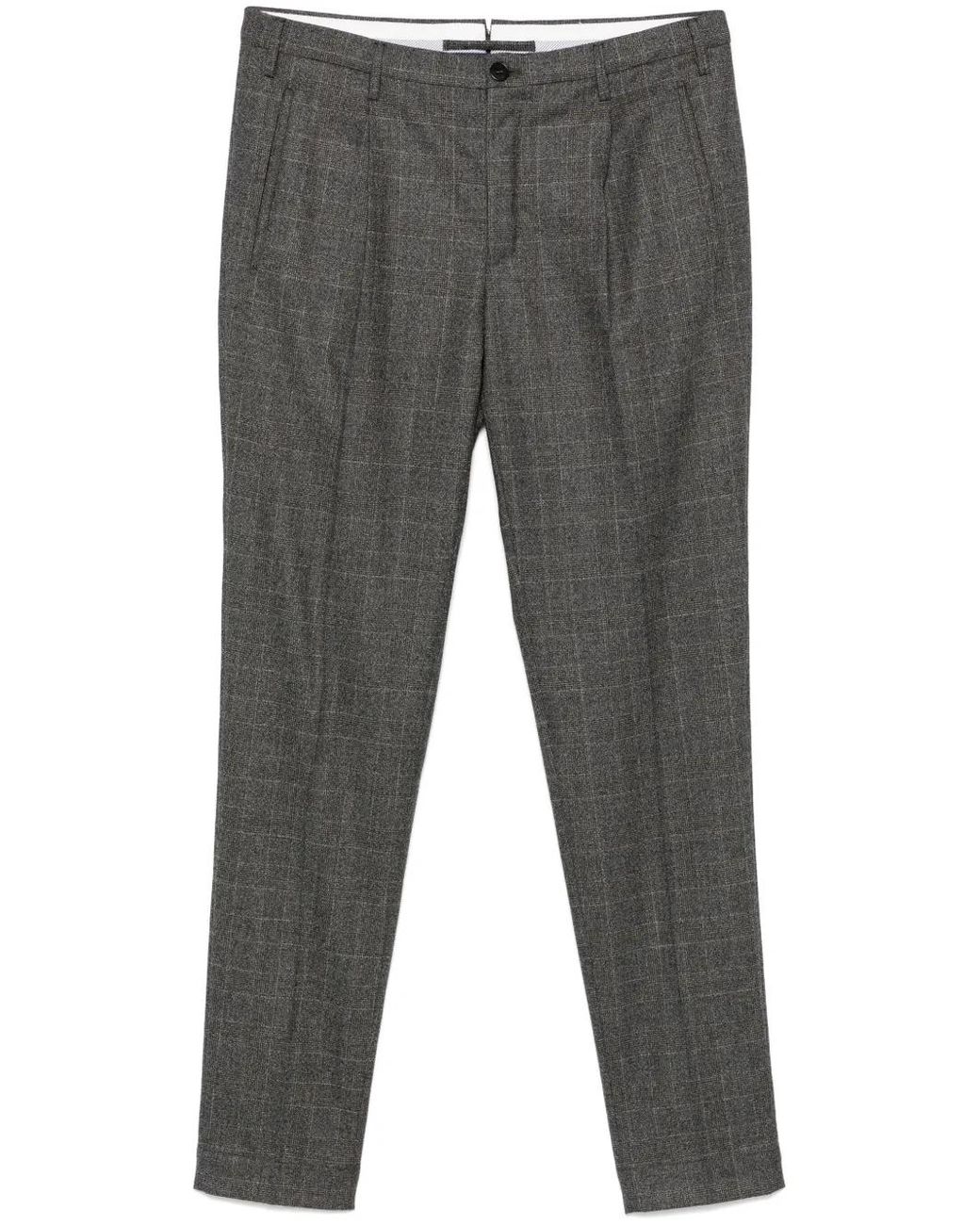 Incotex Gray Checked Trousers for men