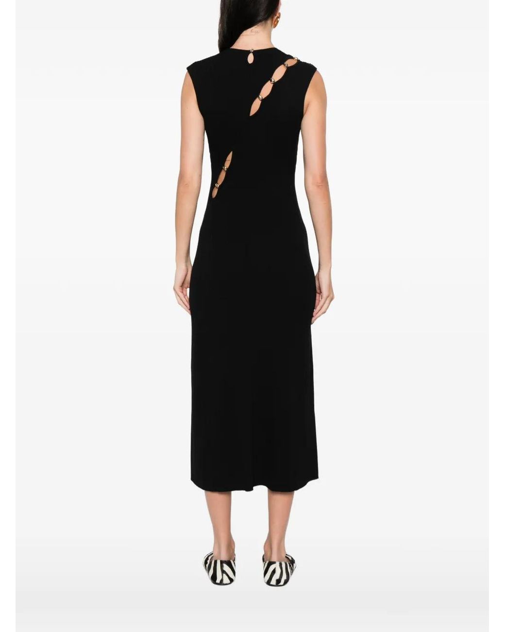 Maje Black Cutaway Rib Knit Maxi Dress