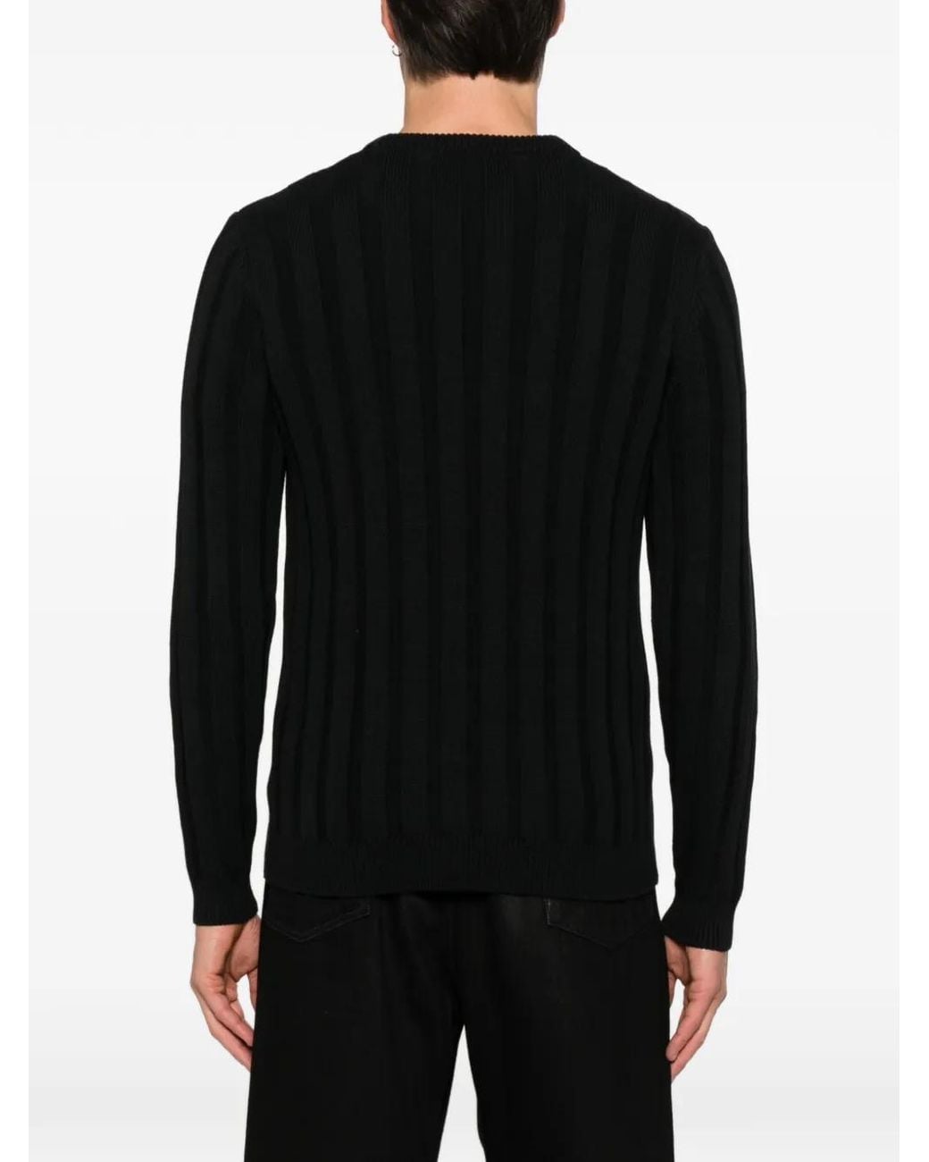 Diktat Geribbelde Sweater Met Ronde Hals in het Black voor heren