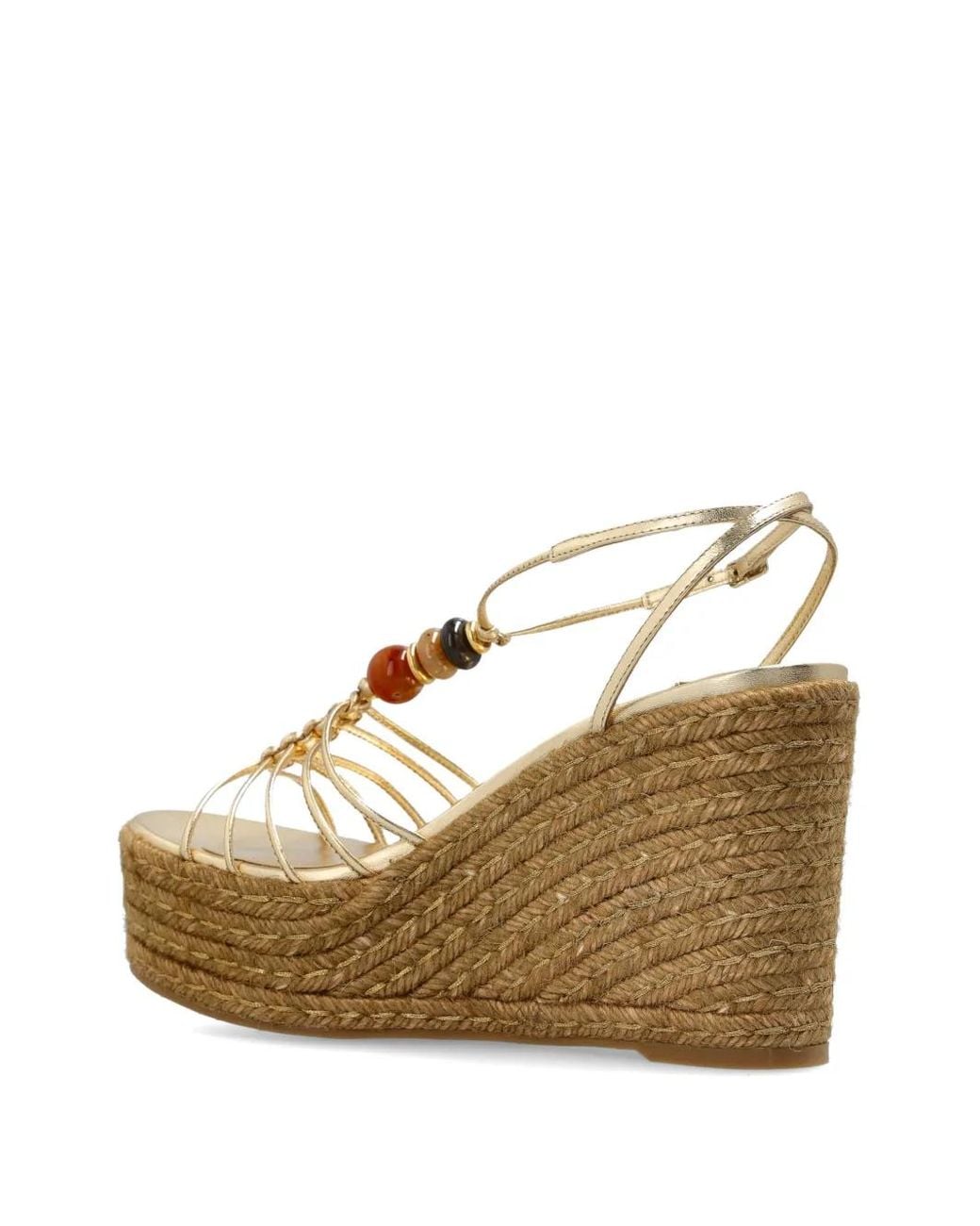 Jimmy Choo Natural Sandales Compensées Lemi Wedge 50 À Perles