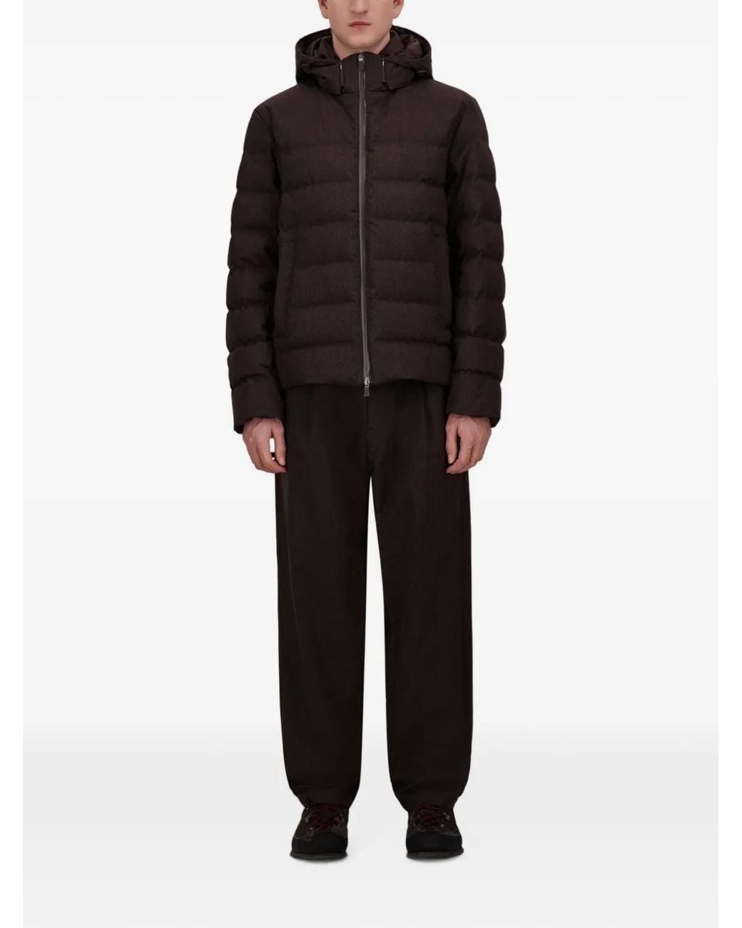 Herno Black Quilted Hooded Jacket for men