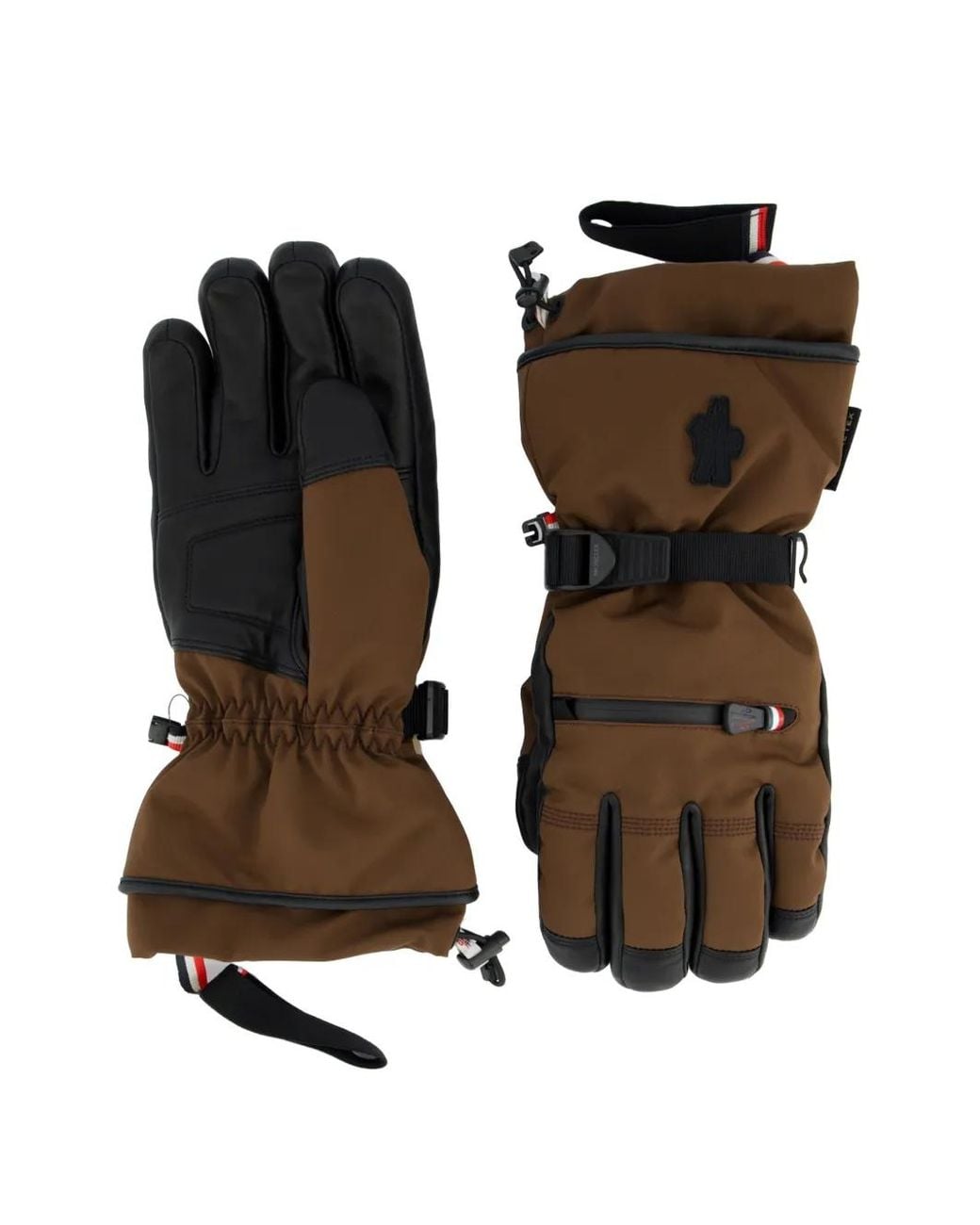 Moncler Black Padded Leather-Trim Gloves for men