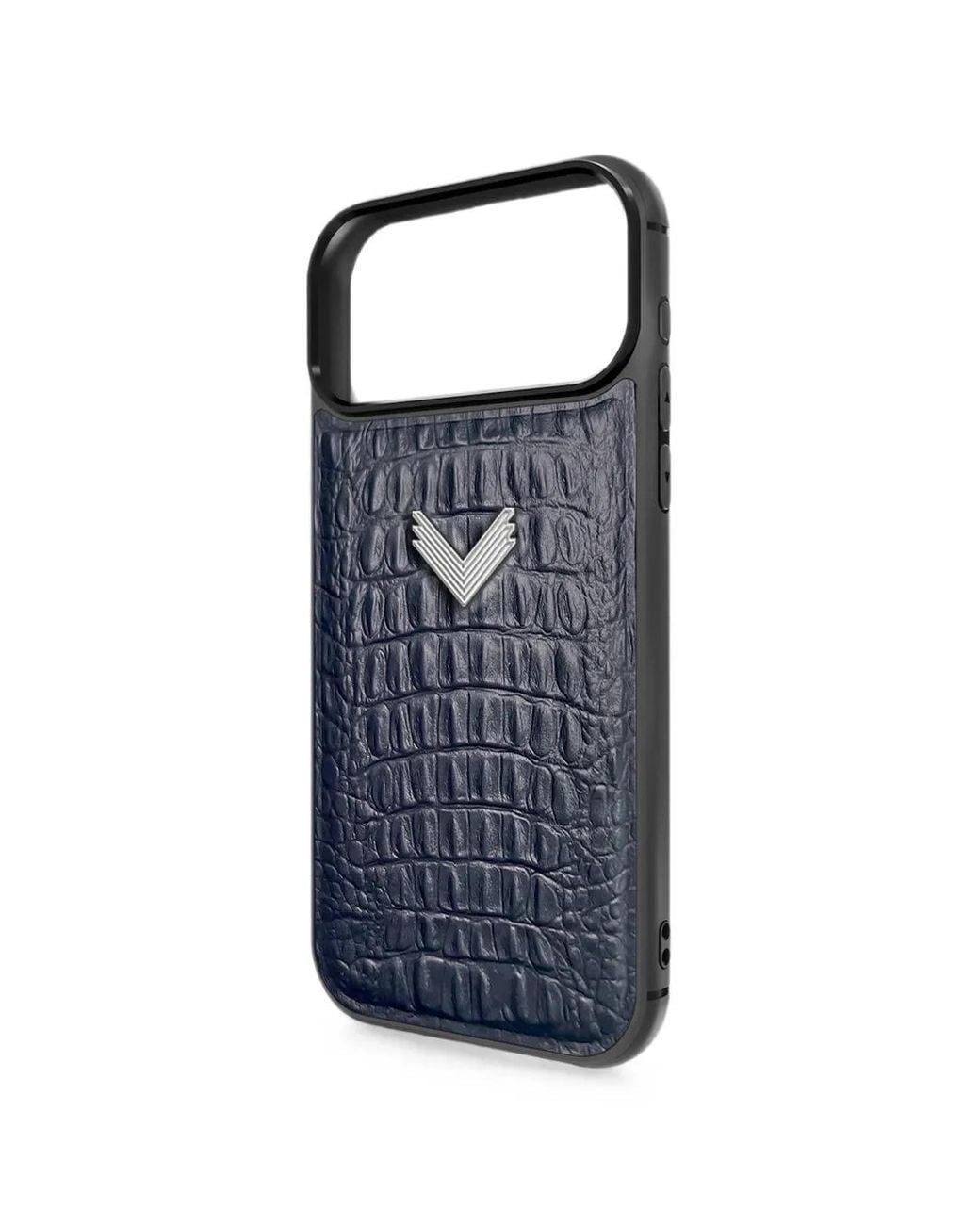 Velante Blue Alligator-Effect Leather Iphone Case