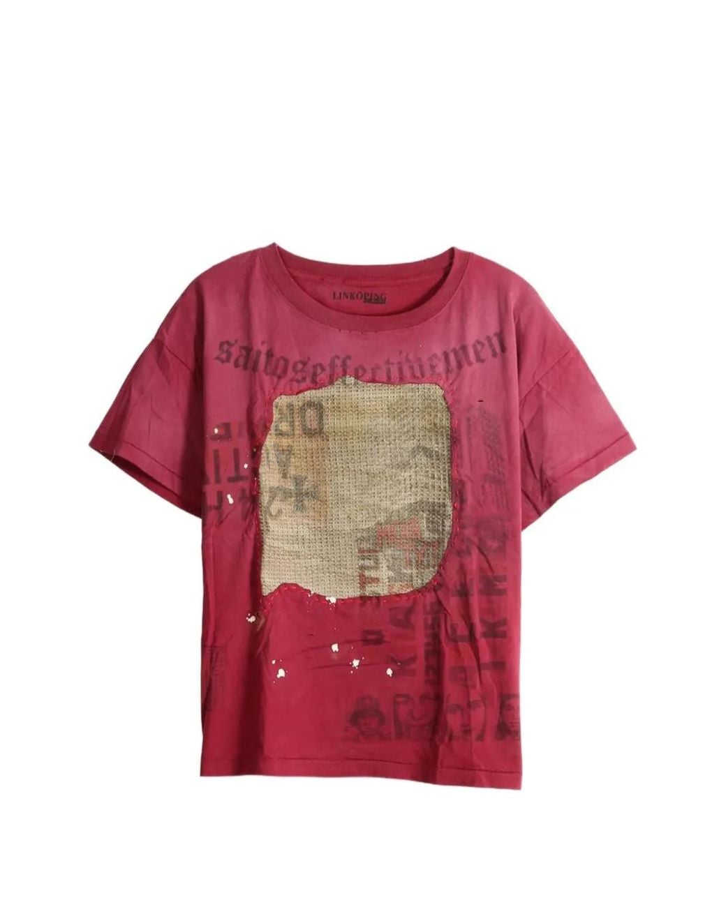SAITOS Red Patch-Detail Graphic-Print T-Shirt
