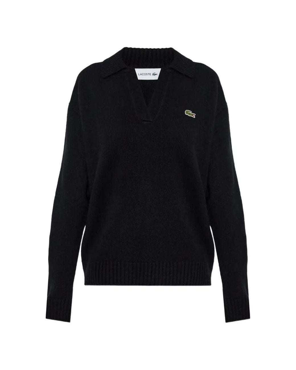 Lacoste Blue 3D Cashmere Knit Polo-Collar Sweater