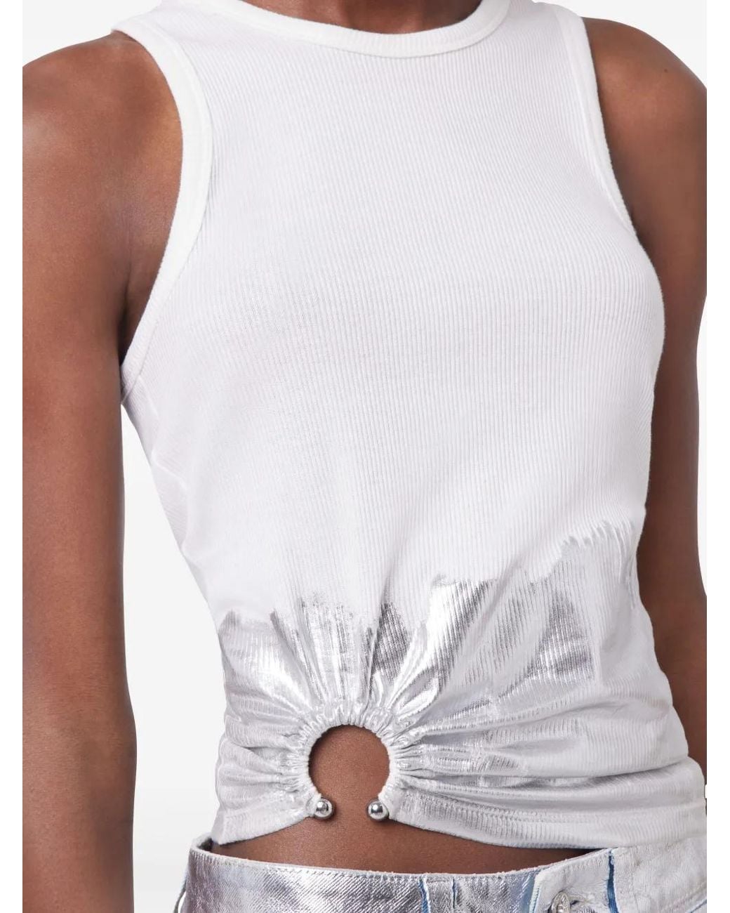 Top Con Aplique De Piercing Rabanne de color White