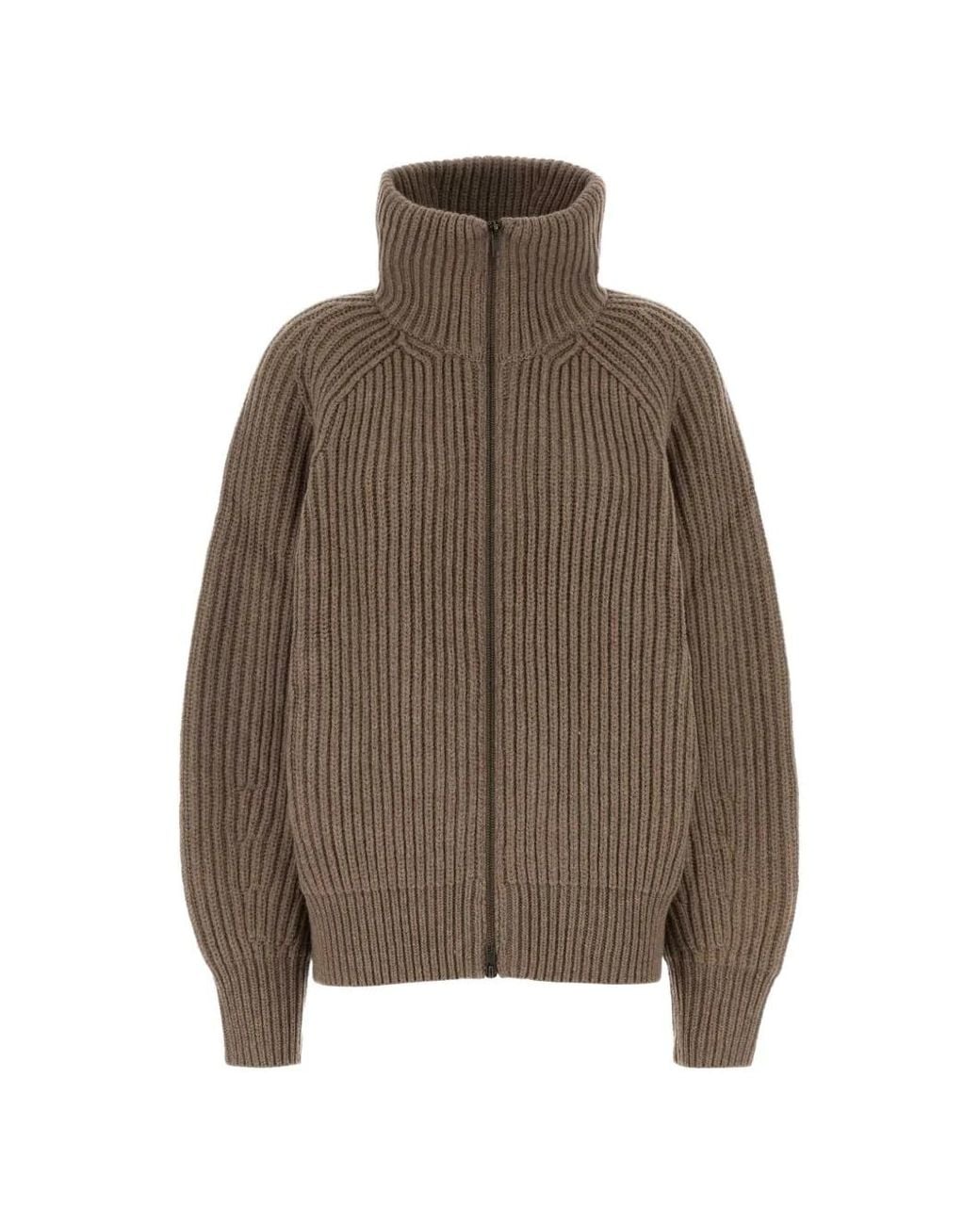 Soeur Brown Jasper Ribbed-Knit Cardigan