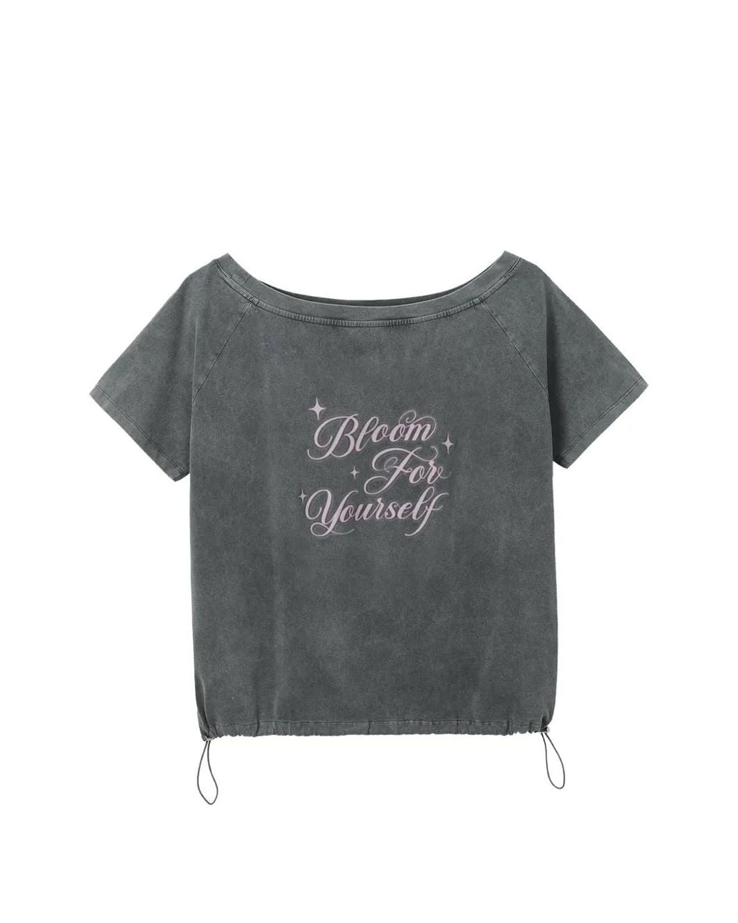 B+ AB Gray Off-Shoulder T-Shirt