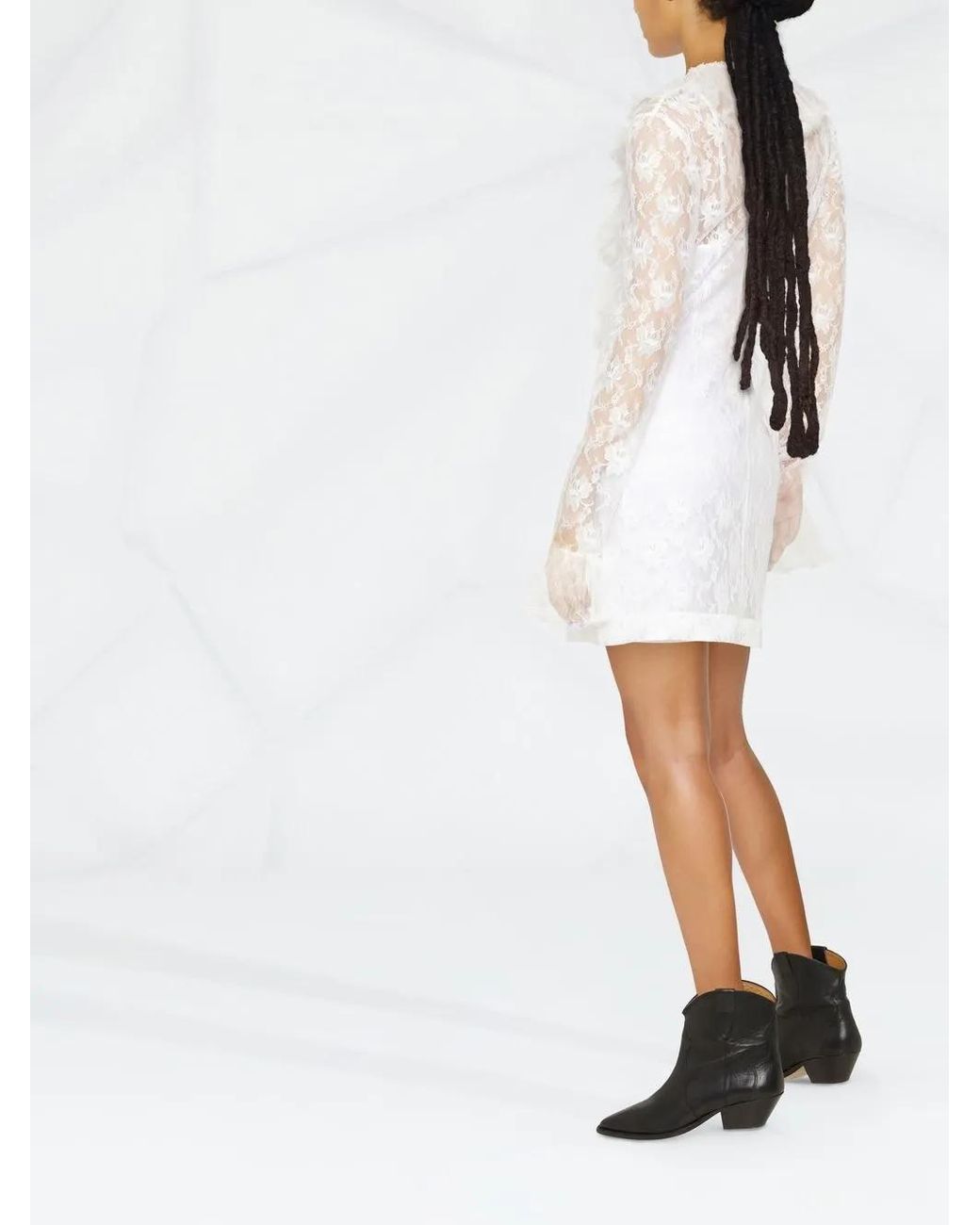 Philosophy Di Lorenzo Serafini White Ruffled Lace Minidress