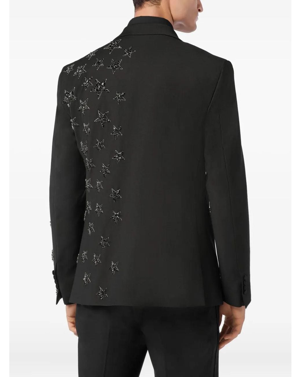Philipp Plein Black Wool Blazer Lord Fit Stars for men