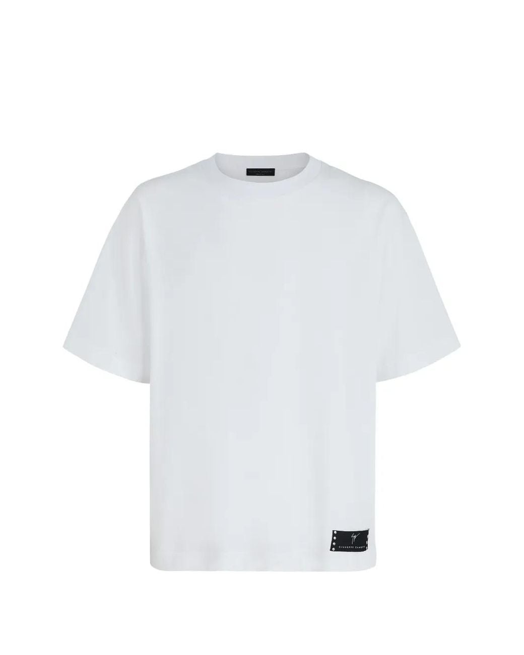 Giuseppe Zanotti White Crew-Neck Label-Detail T-Shirt for men