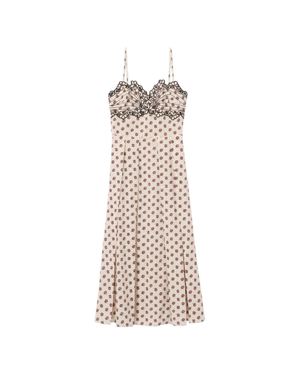 Claudie Pierlot White Embroidered Printed Cotton Dress