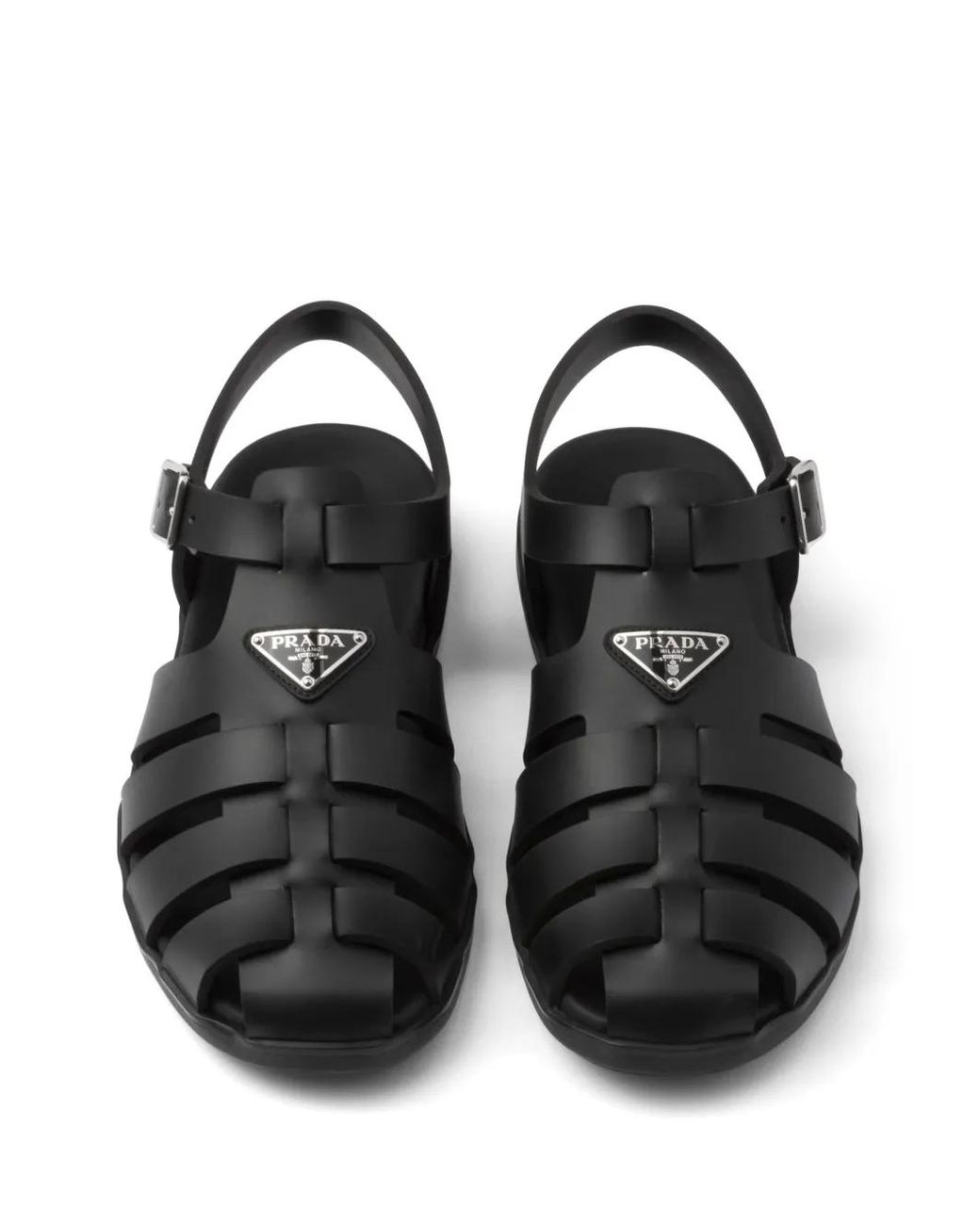 Prada Black Cage Fisherman Sandals for men