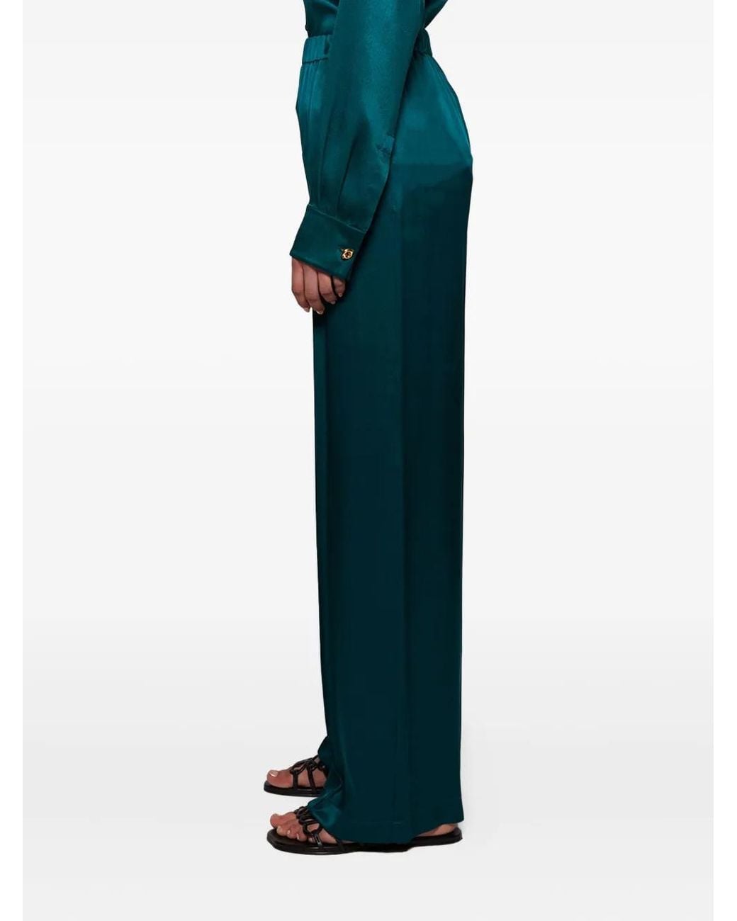 Pantalones De Seda Loewe de color Green