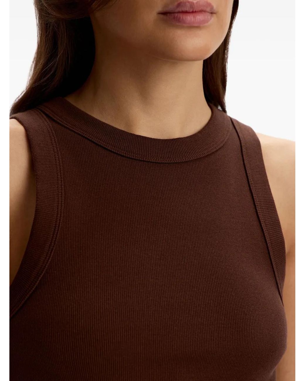 12 STOREEZ Brown Ribbed Tank Top