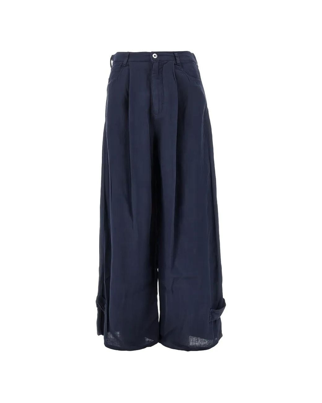 Emporio Armani Blue Pleated Linen Trousers