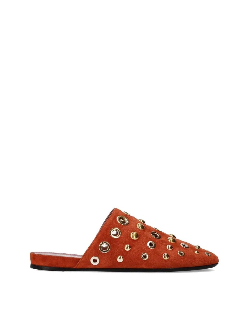 Premiata Brown Eyelet Stud Flat Mules