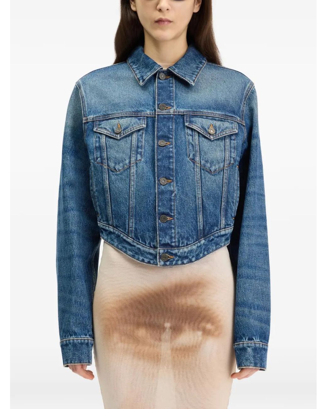 Jean Paul Gaultier Blue Curved Denim Jacket