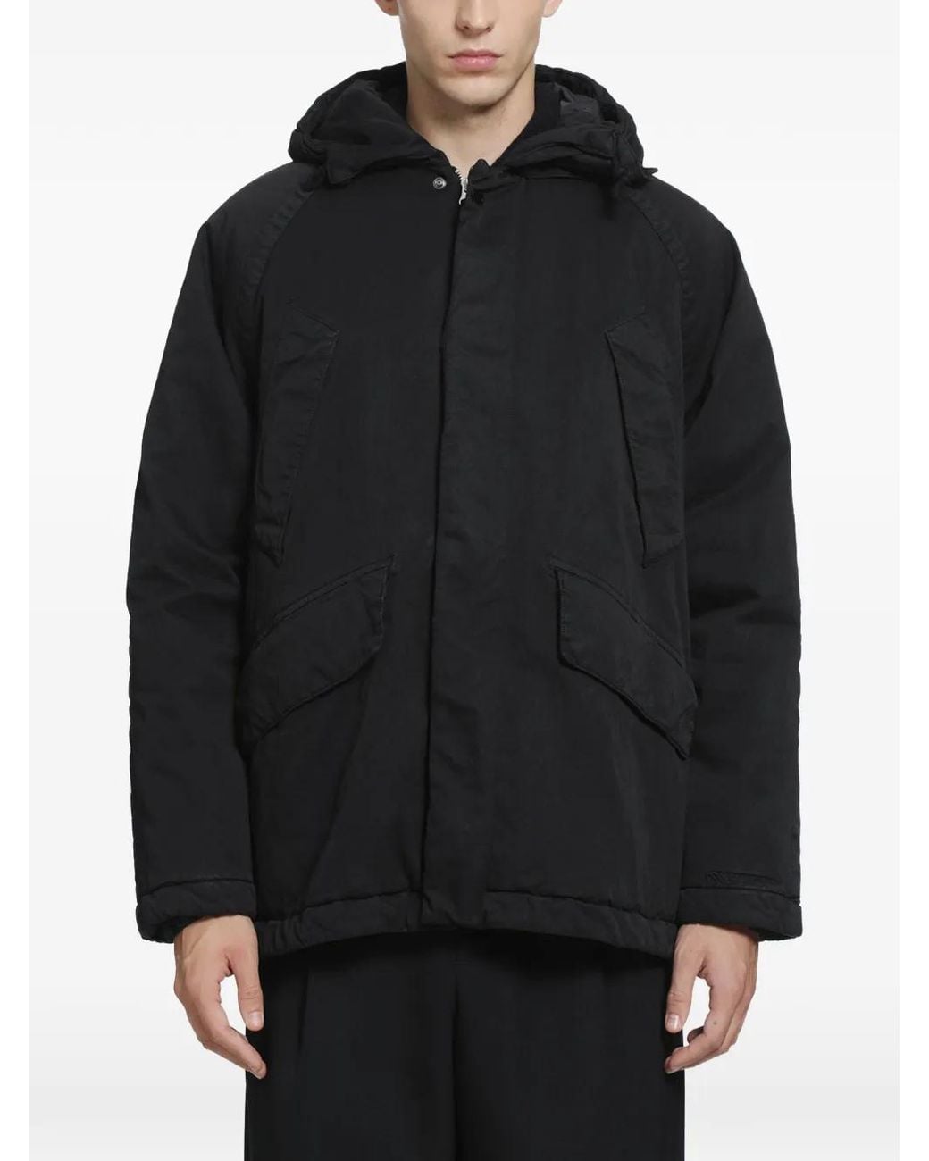 Massimo Osti Studio Black Hooded Zip-Up Jacket for men