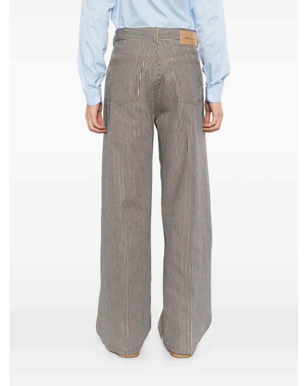 AMI Gray Jean Droit À Rayures for men