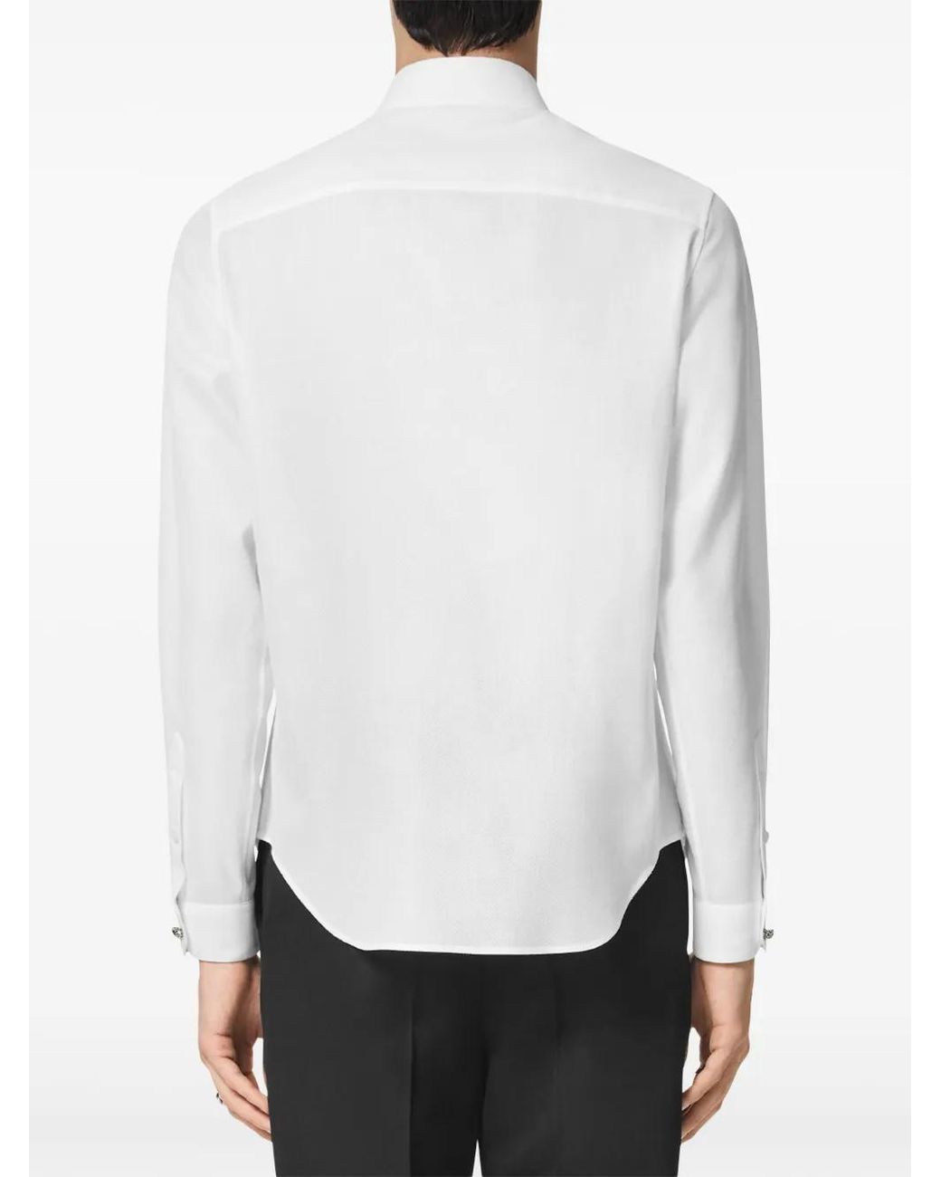 Versace White Crystal Piqué Shirt for men