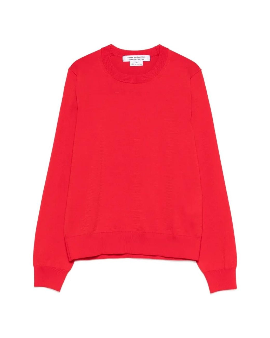 Comme des Garçons Red Ribbed Crewneck Sweater