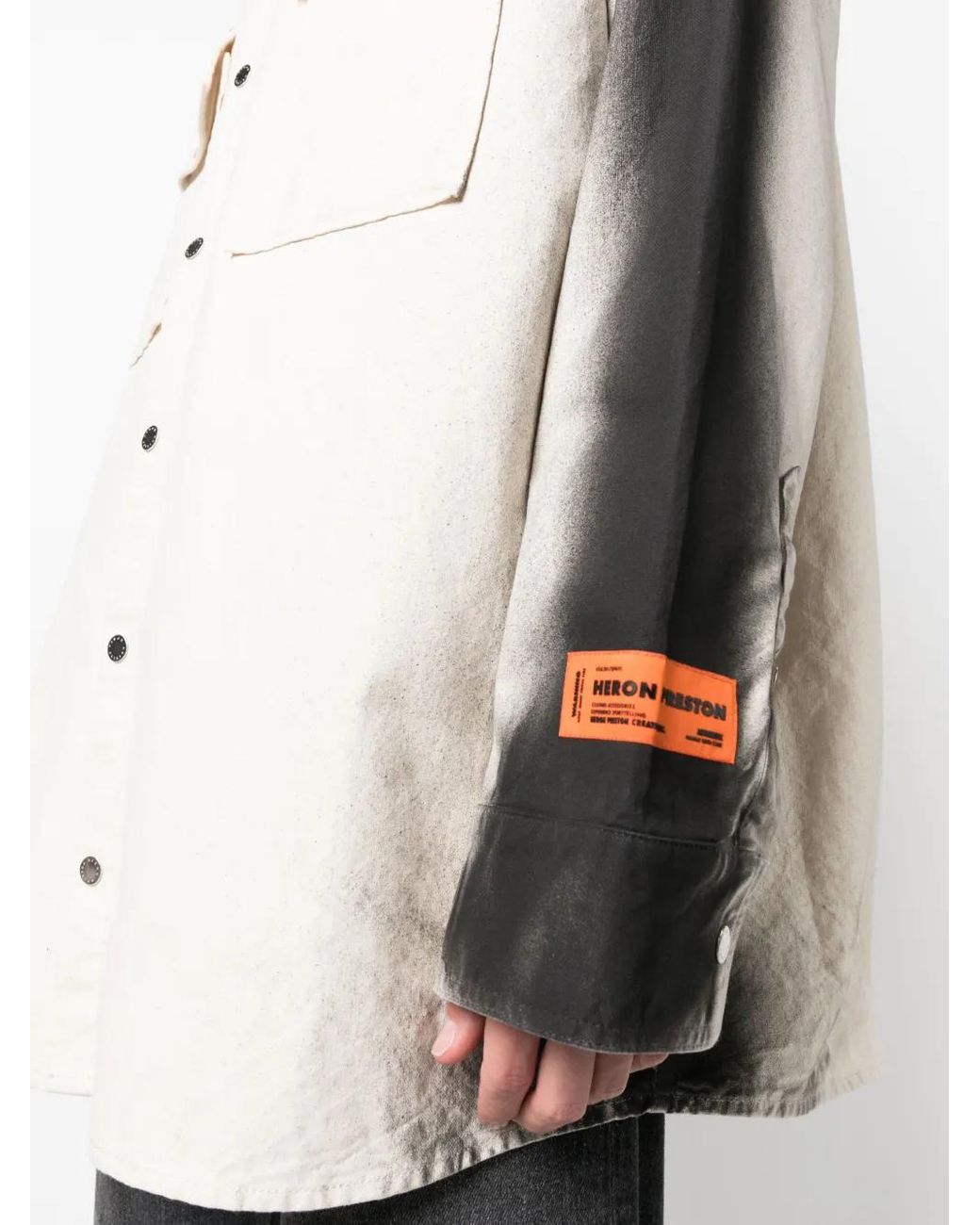 Heron Preston Natural Faded-Effect Logo-Patch Shirt for men