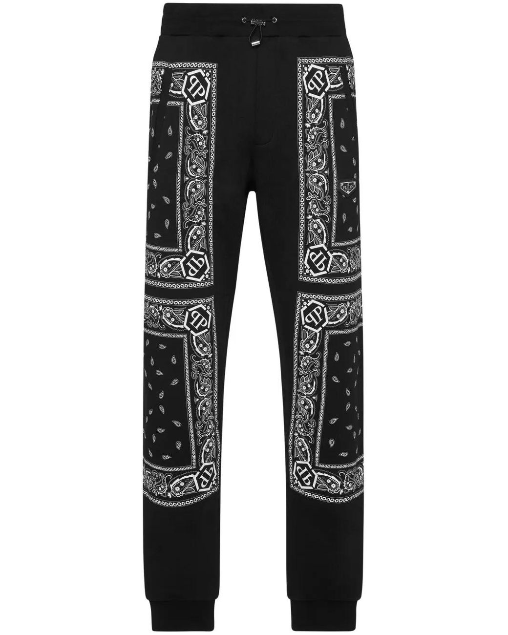 Philipp Plein Black Trackpants Paisley for men