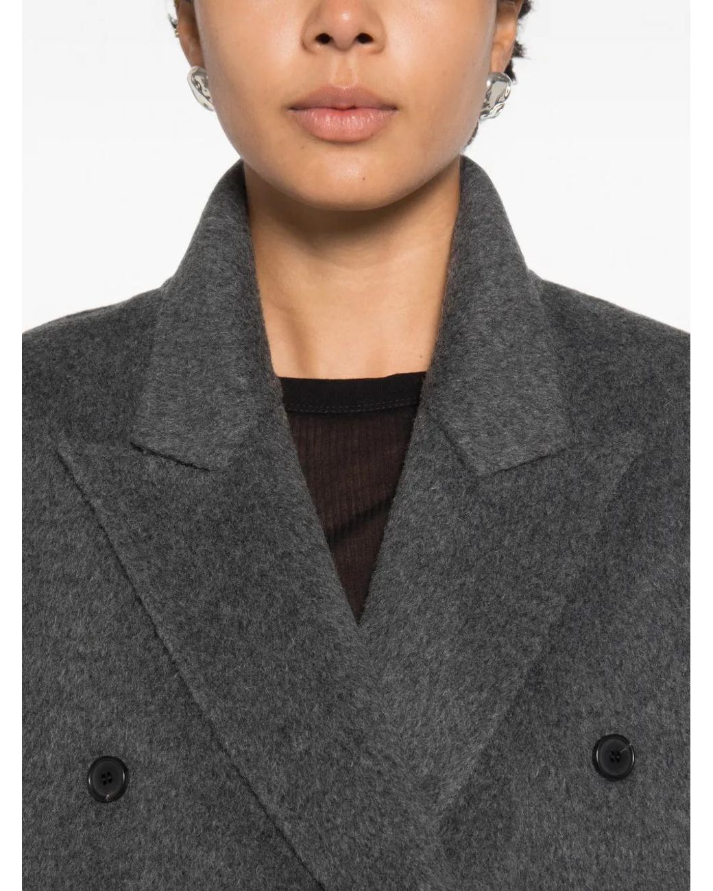 Source Unknown Gray Hutton Double-Breasted Coat