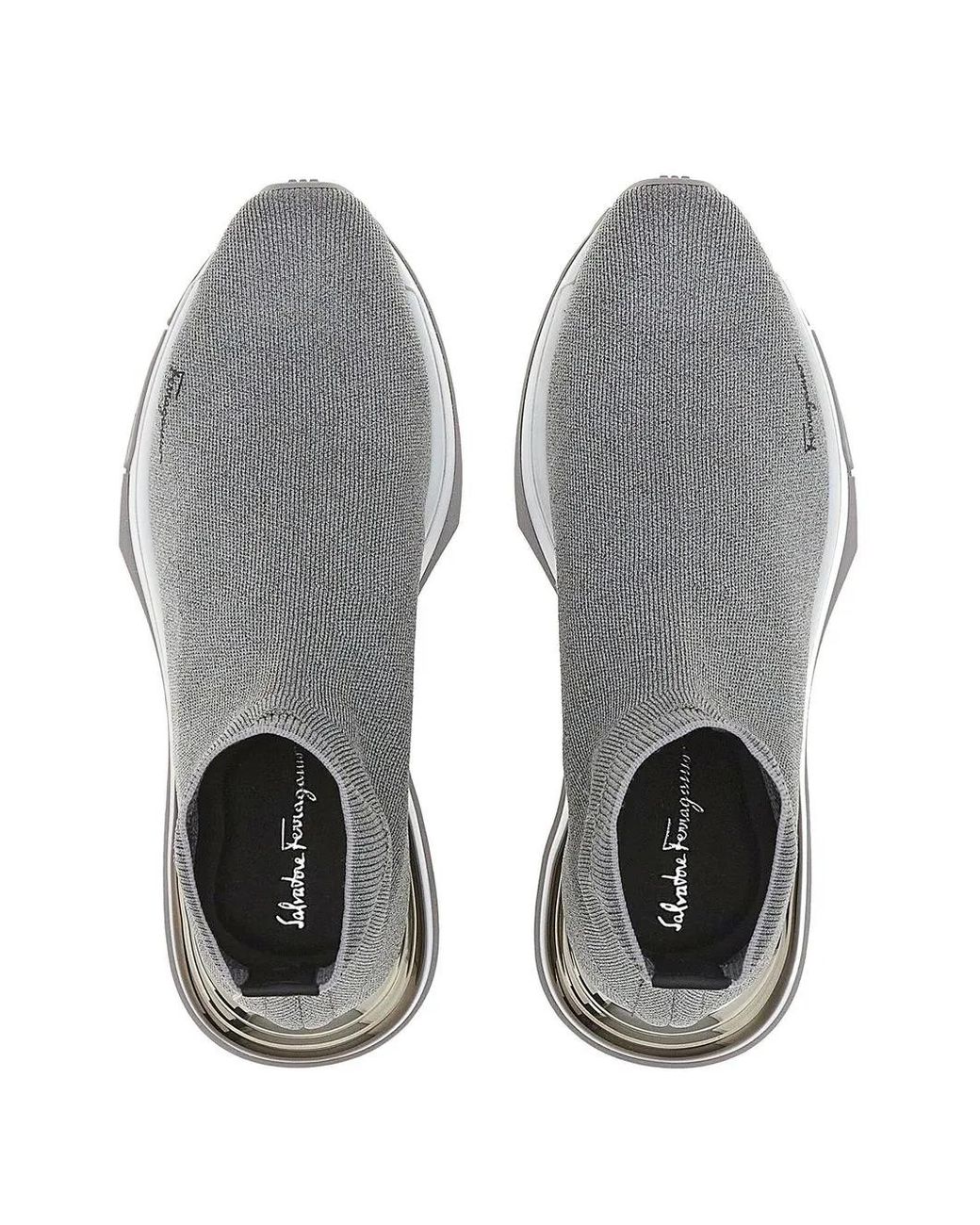 Ferragamo Gray Light Ninette Sock Sneakers