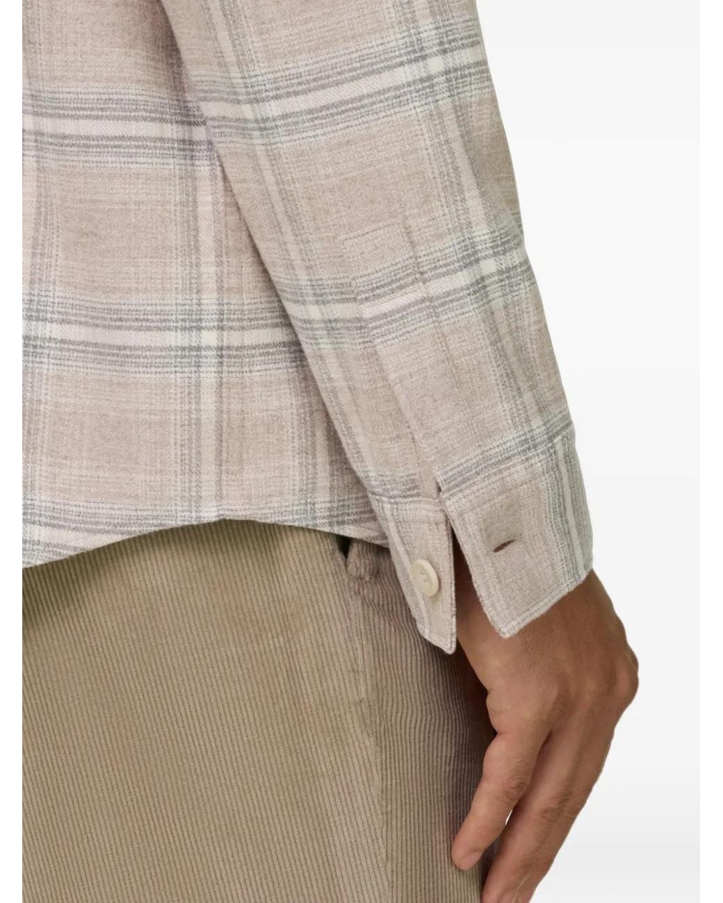 Boggi White Overshirt Checked Cotton Flannel for men