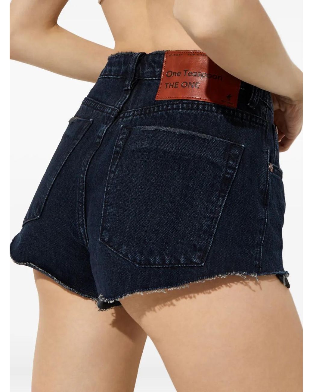 One Teaspoon Blue The One Raw-Edge Shorts