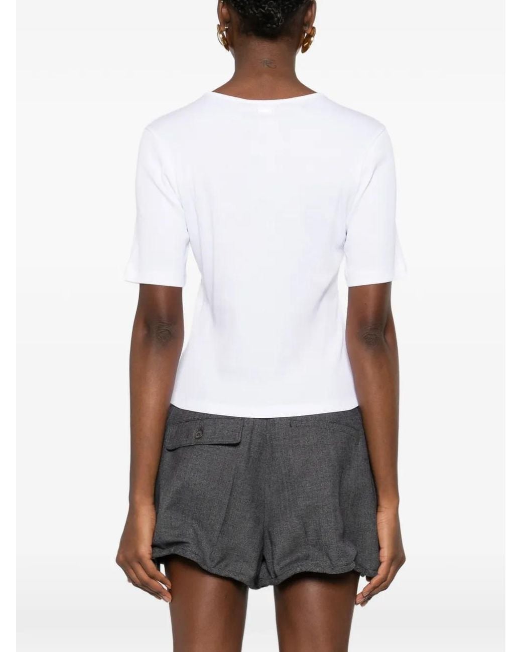 Twinset White Floral-Appliqué T-Shirt