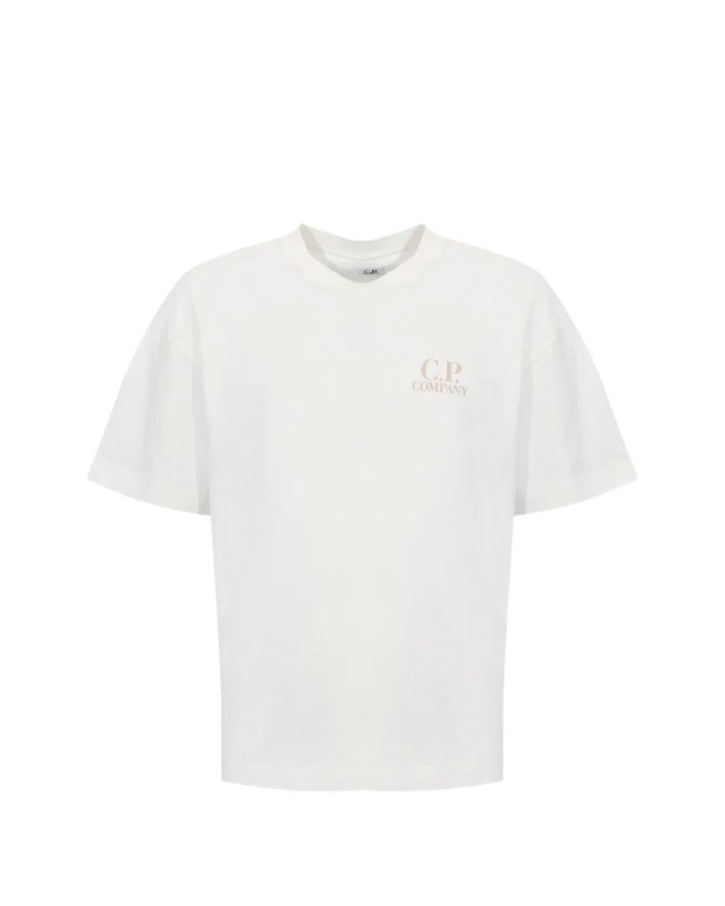 C P Company White Logo-Print T-Shirt for men