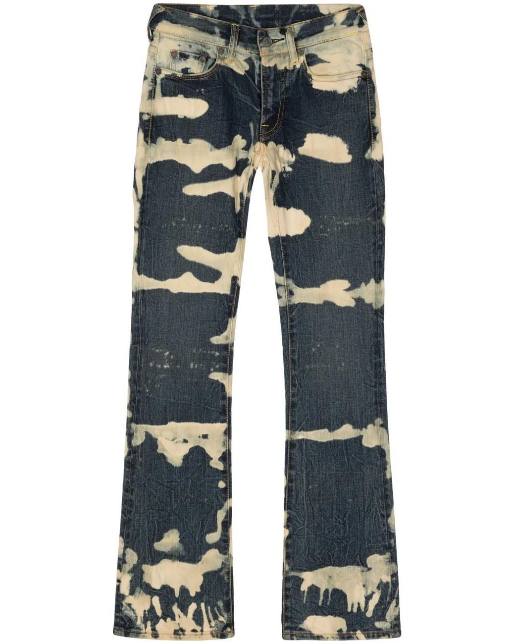 Stain Shade Blue Bleached Bootcut Jeans