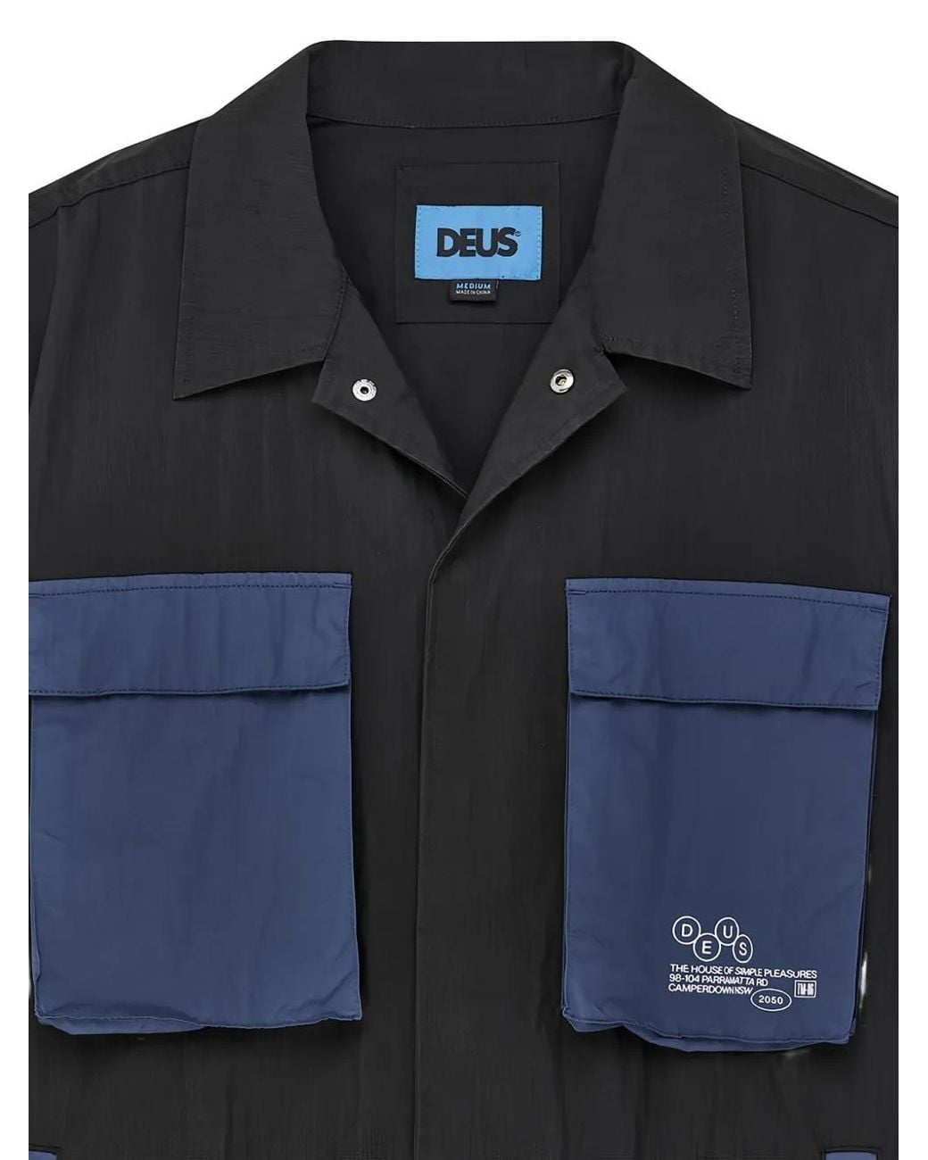 Deus Ex Machina Blue Tommy Surf Logo-Print Panelled Shirt for men