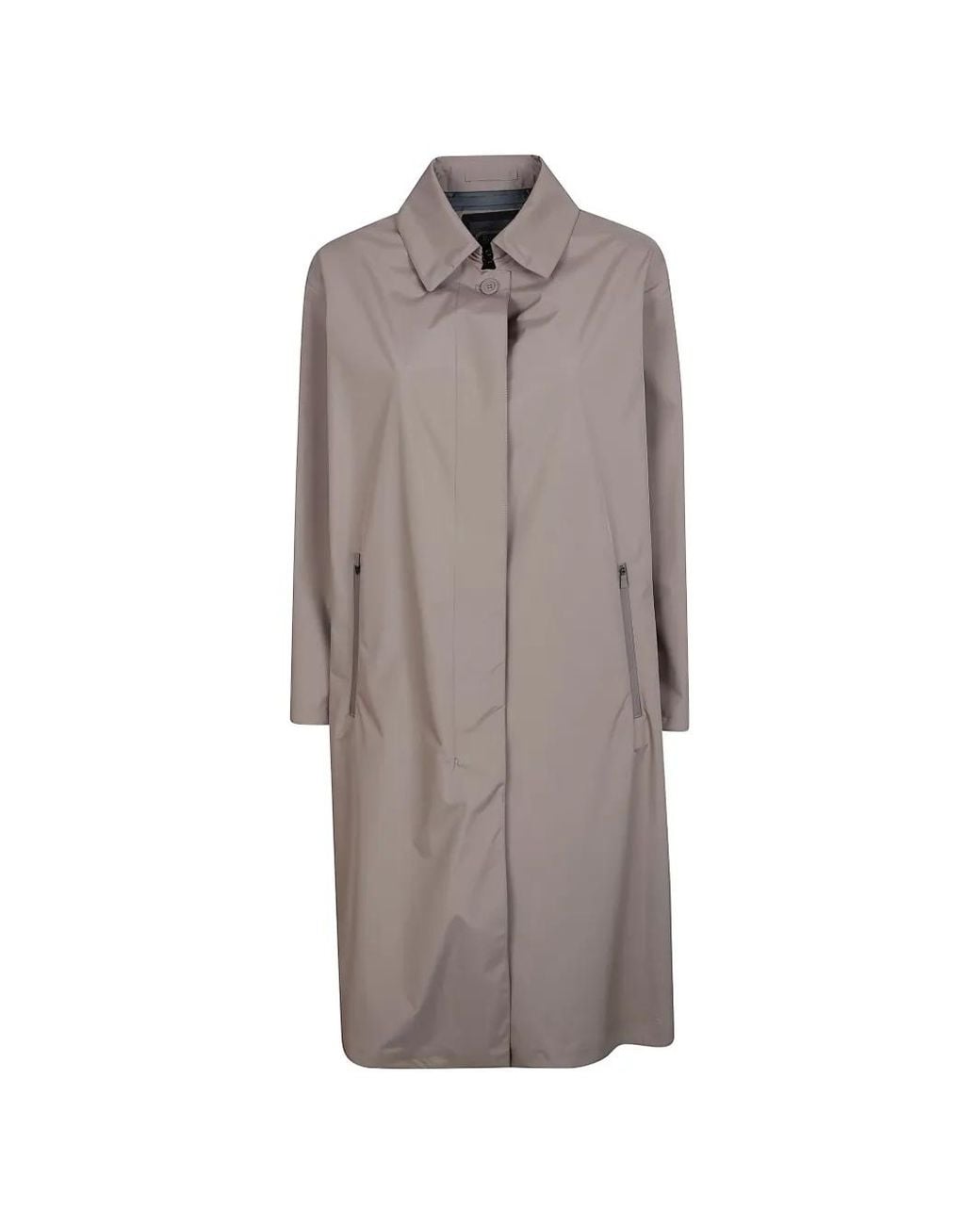 Herno Gray Concealed-Fastening Pleated Coat