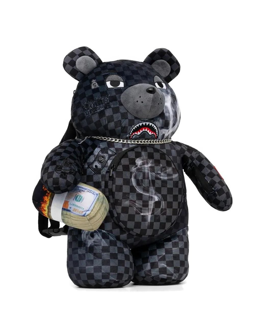 Sprayground Blue Checkered Bear Backpack