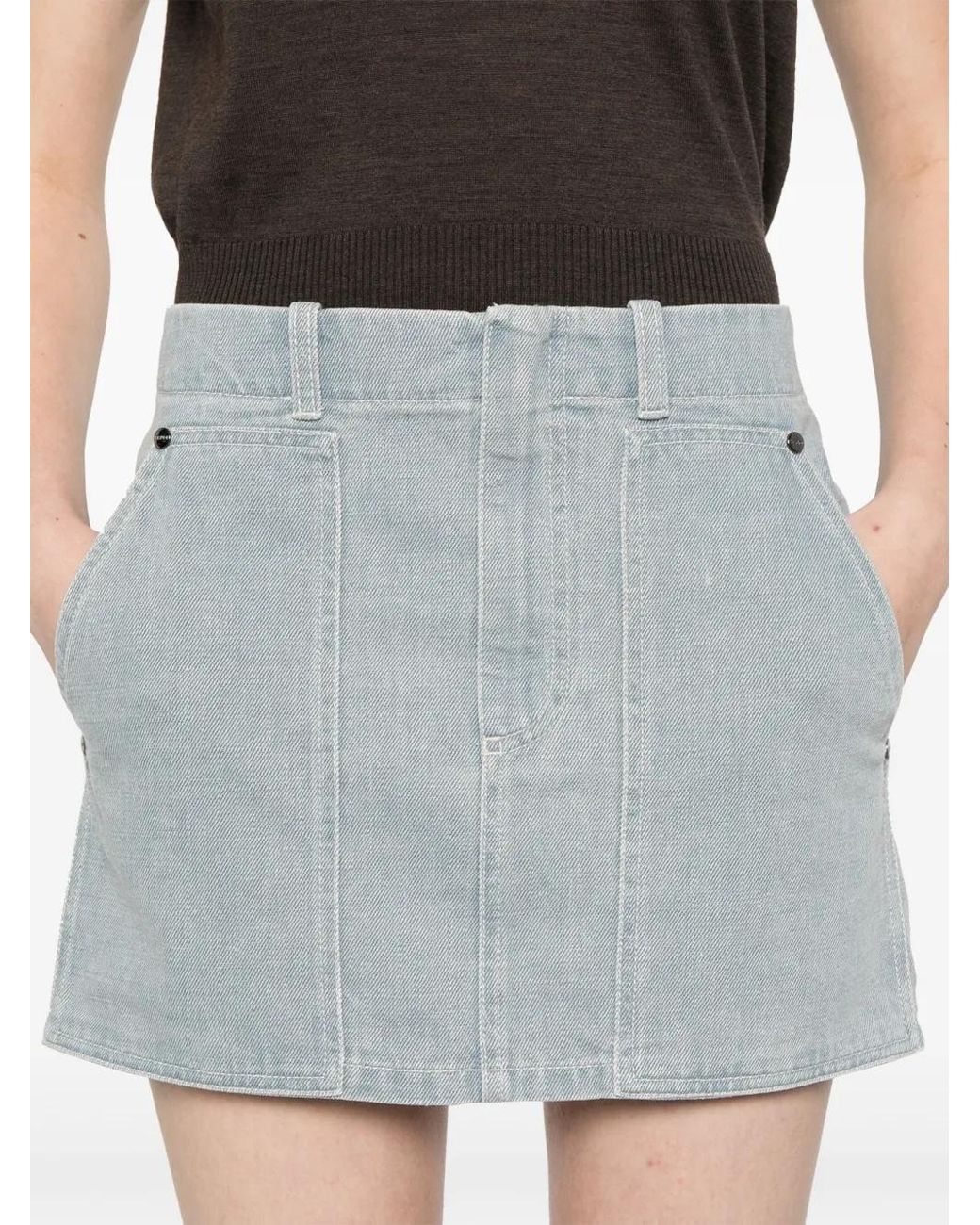 Fendi Gray Roma' Denim Skirt